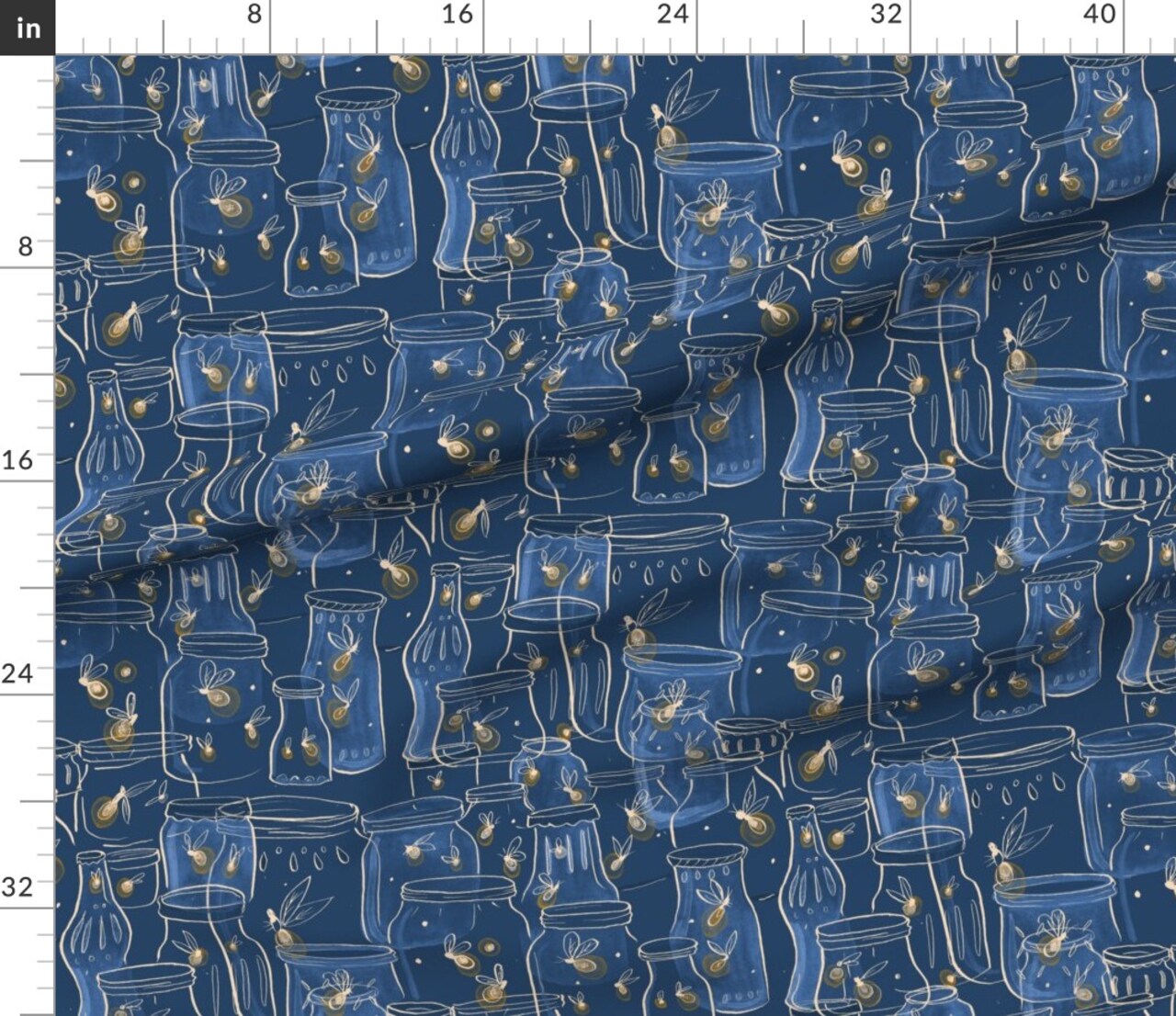 Firefly Jars Catching Fireflies Custom Printed Fabric by Spoonflower Various Fabrics by the Yard or Fat Quarter 12314307